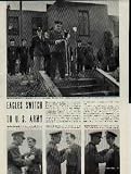 EAGLES SWITCH TO U.S. ARMY - The Eagles' British Chief, Air Marshal Sholto Douglas, hands them over to U.S. General Carl Spaatz, wishes them well. Squadron Commander W.J. Dailey of Amarillo, Texas, is made a U.S. major by new chief, General F.O'D. Hunter. Squadron Commander Major C.W. McColpin of Buffalo, New York beams at U.S. Fighter Command Chief, General Hunter. Squadron Commander Major Gus Daymond, of California, survivor of first Eagles, change rank to wing commander. ..... 1942 LIFE Magazine Picture, A4682.