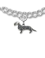 Sterling Silver Wirehaired Dachshund Charm for Charm Bracelet by the Magic Zoo