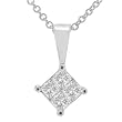 1/4ct Princess Diamond Pendant (HI/SI) in 14k White Gold with 16" White Gold 14k Cable Chain