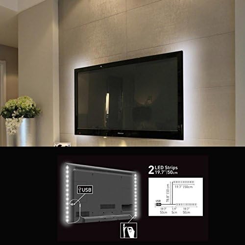 Sinkepoze USB Powered LED Strip Light TV Background Lighting for Flat Screen HDTV LCD Desktop PC Monitor (2X19.7", Waterproof)