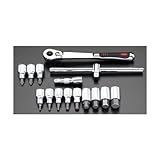 エスコ 1/2”DR/15個組Hexビットソケットセット EA617GT