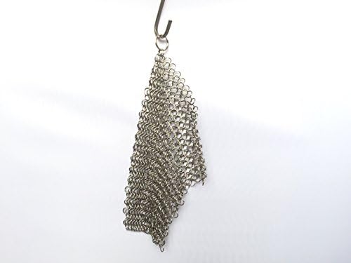 Kitchen Choice Cast Iron Cleaner - 7x7 Inch Premium Stainless Steel Chainmail Scrubber