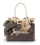 Juicy Couture Velour Flower Daydreamer Bag Tote Smoke Grey