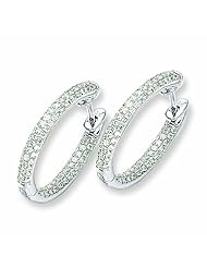 0.8 Carat 14K White Gold Diamond In-Out Hinged Hoop Earrings