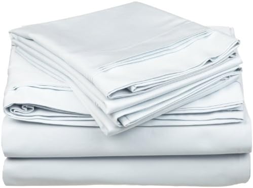 650 Thread Count Egyptian Cotton Solid Sheet Set Color: Light Blue, Size: Full