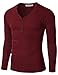 Doublju Mens Henley T-shirts with Button Placket