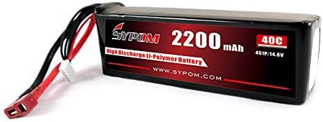Sypom RC LiPo Battery Pack 2200mAh 40C 4S 14.8V with Dean Plug for RC Helicopter Plane FPV Racing Drones