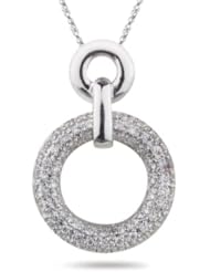3/4 (0.71-0.80) Cts Diamond Circle Donut Pendant in 18K White Gold
