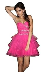 Strapless Cocktail Short Organza Corset   Waistline Beaded Tiered  Pleated  Sweetheart Winter Evening Dress/Homecoming Dress/Bridesmaid Dress/Pageant Dress/Prom Dress/Quinceanera Dress/Party Dress  Wi