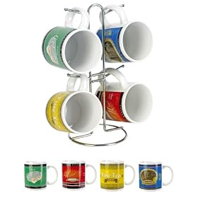 Ethos Mugs on a Mug Tree, Set of 4