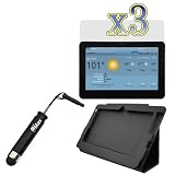 GTMax 5pc Bundle Set for Viewsonic G-Tablet 10 inch Multi-Touch Android Wifi Tablet Combo include Black Folio Leather Protector Cover Case with Stand 3 X LCD Screen Protector Film Guard Universal Mini Stylus with 35mm Plug on sale