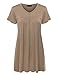 MBJ Womens V Neck Short Sleeve Pleats Tunic Top