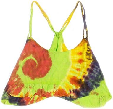 Carcows Tie Dye Crop Top (green orange yellow purple,FREE SIZE 32"Chest length x 12" Shoulder Length x 15" height)