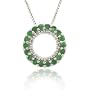 Sterling Silver .925 Genuine Emerald Stone Prong Round Eternity Pendant Slide