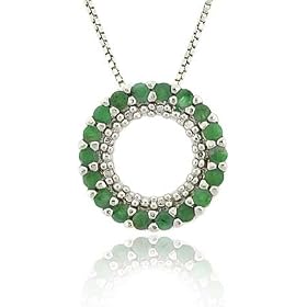 Buy Sterling Silver .925 Genuine Emerald Stone Prong Round Eternity Pendant Slide by SilverSpeck.com