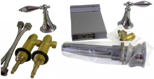 Polished Chrome Sink Waterfall with Lever Handles - Three Piece Set Includes Hose, Valves, trim and pop-up drain