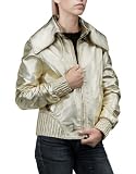 Forzieri Women's Metallic Gold Leather Zip Jacket