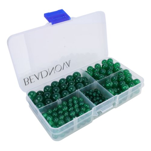 Beadnova AAA Natural Translucent Green Agate Gemstone Gem Round Loose Beads for Jewelry Making (340 pcs 4~10mm Box Set)