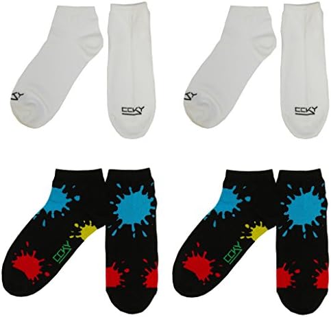 CCKY Australian Art Men 4Pk Design Cotton Rich Low Cut Sock-White Mix (Sz 6-10)
