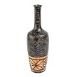 Handmade Terracotta Vase Brown With Tribal Band Motif