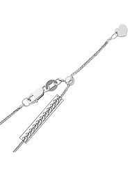 14K White Gold 0.8mm Square Wheat Length Adjustable Chain Necklace with Lobster Claw Clasp - 20" Inches