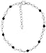 7 Natural 4 mm Cultured Freshwater Pearl and 3 mm Onyx Beads / Sterling Silver Bracelet with 1.25 Extension