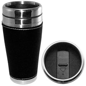 Double-Wall Stainless Steel 16 oz Insulated Tumbler - Coffee Mug - Black Leatherette... by RRT