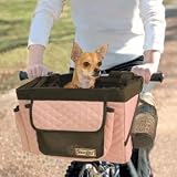 Pink & Black Front Pet Bicycle Basket Seat