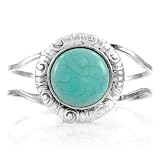 Inspired by Twilight: Bella's Turquoise Cuff Bracelet - Silver Plated Brass