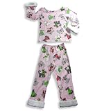 Saras Prints - Girls Long Sleeve Winter Holiday Dogs, Pink