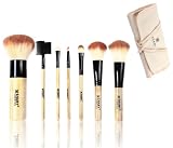 Shany Bamboo Brush Set with Premium Synthetic Hair, Bamboo Handles and Cotton Pouch