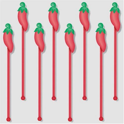 Red & Green Chili Pepper Swizzle Stir Sticks - Set of 8