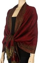 70" x 28" Border Pattern Double Layer Woven Pashmina Shawl / Scarf / Wrap / Stole ( 20 Cool Colors )