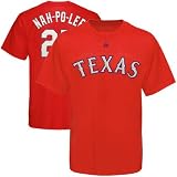 MLB Majestic Mike Napoli Texas Rangers #25 Nah-Po-Lee Player T-Shirt - Red (Large)
