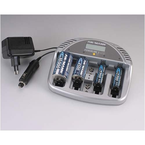 Childrens Toyshop  Elektronik : Ansmann - Ladegerät Powerline 5 LCD +12V KFZ Adapter