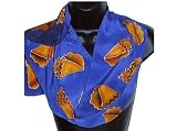 ArtisanStreet's China Silk Scarf. Hand Painted. Features Gold Conch Shell Design on Blue Background. One Of A Kind. Signed By Artisan.