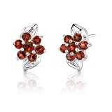 1.25 Carats Round Cut Garnet Earrings in Sterling Silver