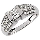 14K White Gold Stylish Reggae Diamond Wedding Ring (Center stone is not included)