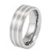 Polished Tungsten Carbide Ring with 2 Sterling Silver Inlays (8.0 mm) - Sizes 8-13