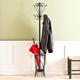 SEI Black Scrolled Metal Coat Rack and Umbrella Stand