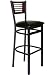 Espy Metal Frame Barstool w/ Mahogany Slotted Wood Back and Vinyl Seat