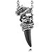 Men's Stainless Steel Pendant Necklace Crystal Silver Black Dragon Wolf Tooth Tribal -with 23 inch Chain