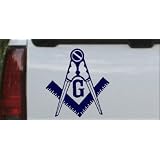 6in X 6.5in Navy -- Masonic Square and Compass Car Window Wall Laptop Decal Sticker by Rad Dezigns