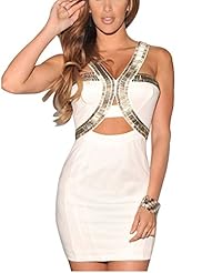 V-neck Polyester/Spandex Empire   Waistline Cutout Sleeveless  Dress