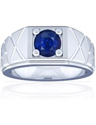Platinum Round Cut Blue Sapphire Solitaire Ring