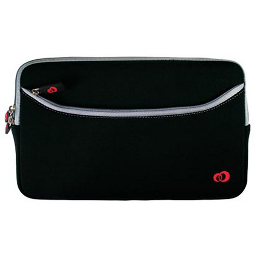 Kroo NH21GZK1 Double-Zipper Sleeve with Pocket for HP 2133 Mini-Note PC (Black)