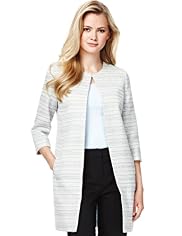 Autograph Cotton Rich Striped Coat