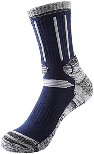 Langxi Men's Outdoor Skiing Climbing High Terry Socks Full Cushion General Athletic (Shoe 6-12, Navy)