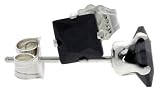 Black CZ 0.4 Carat Size Princess Cut Sterling Silver Stud Earrings