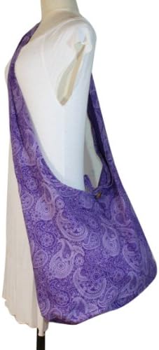 Thai Monk Buddha Cotton Bohemian Sling Crossbody Messenger Bag Shlouder Purse Hippie Hobo Color Light Purple Free Shipping